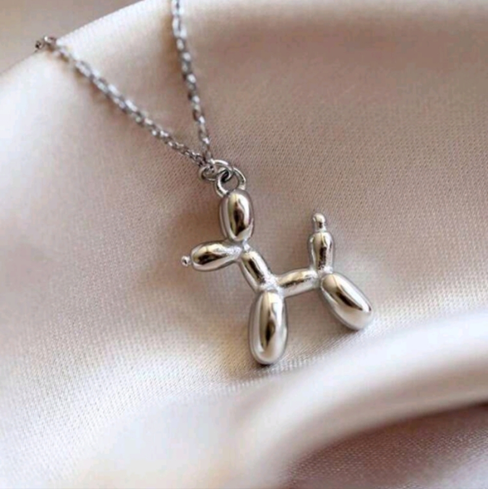 Silver Balloon Dog Pendant Necklace - Picture 5 of 7